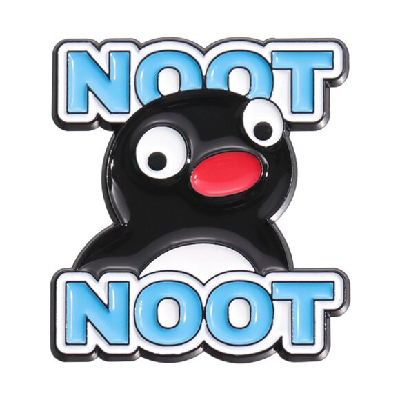 Jewelry - Funny Penguin Enamel Pin – “Noot Noot” Text – Cute Cartoon Bird Lapel Pin  Descr